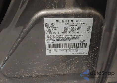 2025 Ford Maverick Xl z USA, uszkodzony, nr VIN 3FTTW8A35SRA74178